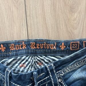 Rock Revival Blue Jeans with Orange Stitching